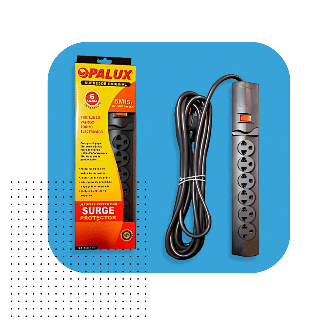 Modelo: 14‑515AB‑5M opalux.pe +12 irelectronics.pe +12 hdmultimediaperu.com +12 Protección: Varistor + fusible térmico reiniciable de 15 A; protección contra sobrecargas de ~90 J hdmultimediaperu.com +7 irelectronics.pe +7 hiraoka.com.pe +7 Corriente/Voltaje: 10 A a 220 V AC (máx. 2 200 W) opalux.lifestore.pe +6 irelectronics.pe +6 hiraoka.com.pe +6 Tomas: 6 salidas universales con conexión a tierra, compatible NEMA 5‑15P juntoz.com +15 irelectronics.pe +15 opalux.com.pe +15 Cable: 5 m, calibre 16 AWG mihaba.com +15 irelectronics.pe +15 opalux.lifestore.pe +15 Carcasa: Plástico ABS resistente al impacto, color negro sodimac.falabella.com.pe +9 feniximportperu.com +9 shopstar.pe +9 Interruptor: Luminoso para encendido/apagado visible opalux.pe +15 shopstar.pe +15 juntoz.com +15 Rango térmico: –10 °C a +80 °C